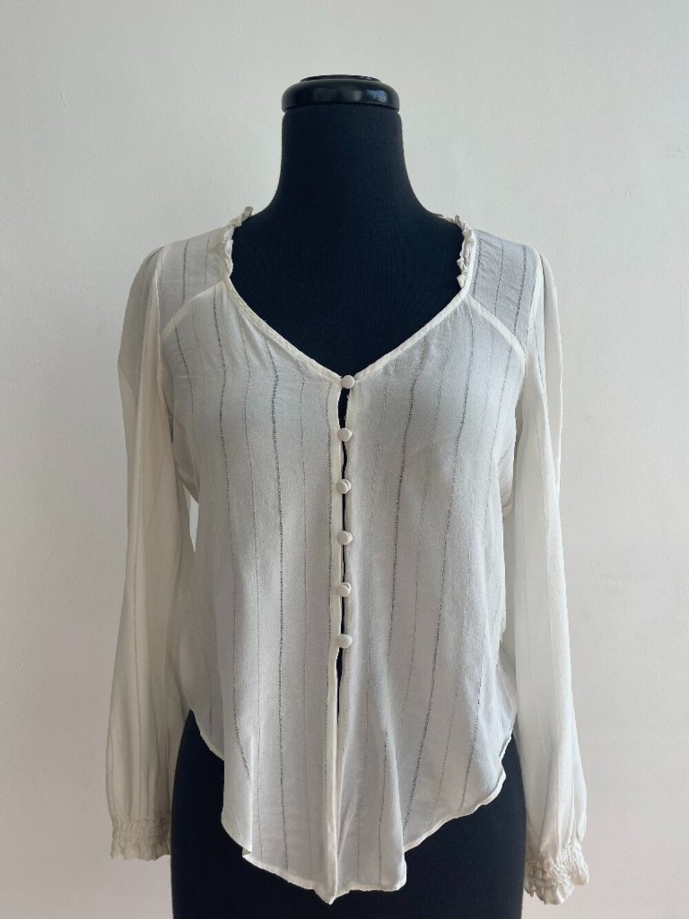 Intermix Sheer White Button Up Blouse